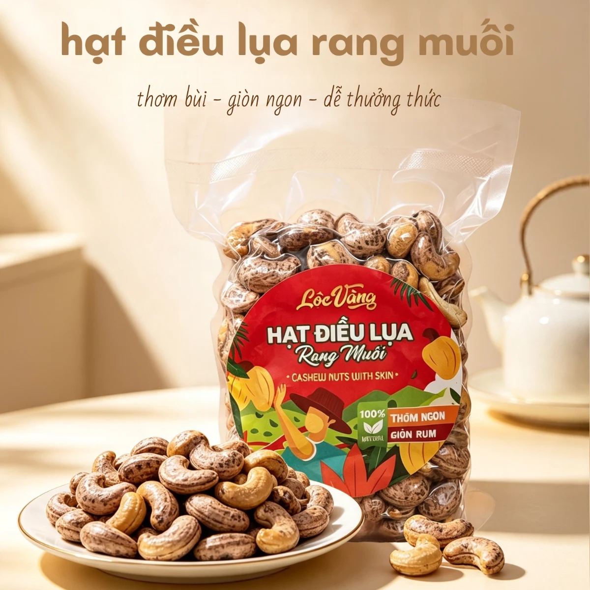 Hạt điều lụa rang muối – Lộc Vàng